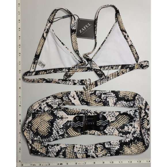 NWT ZAFUL Large Triangle non-padded High Cut Snake print bikini set - Picture 3 of 6